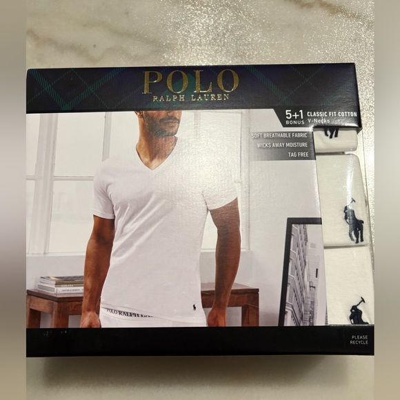 Polo by Ralph Lauren Men's White V-Neck Shirt - Picture 1 of 4